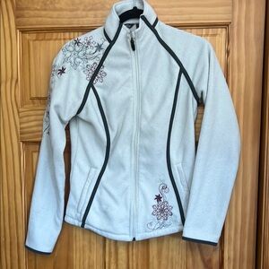 Eddie Bauer White and Gray Ski Snow Fleece with Dynamic Design